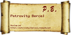 Petrovity Bercel névjegykártya